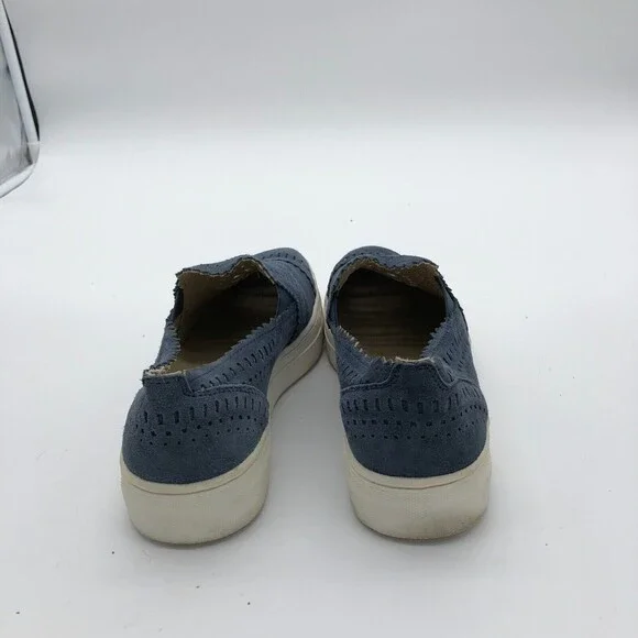 Seychelles Sneakers Shoes Womens 8.5 Blue Even Better Leather Slip On Laser Cut - Picture 4 of 8